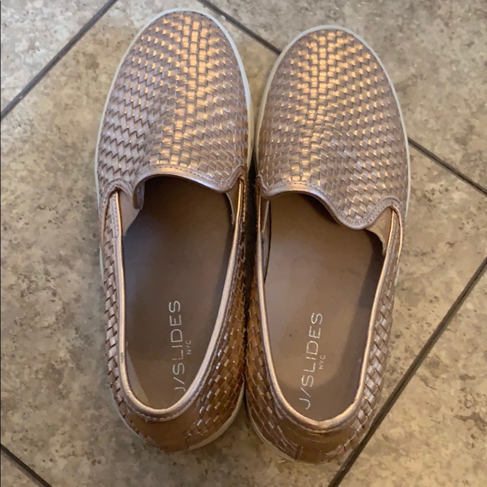 Rose Gold platform slides